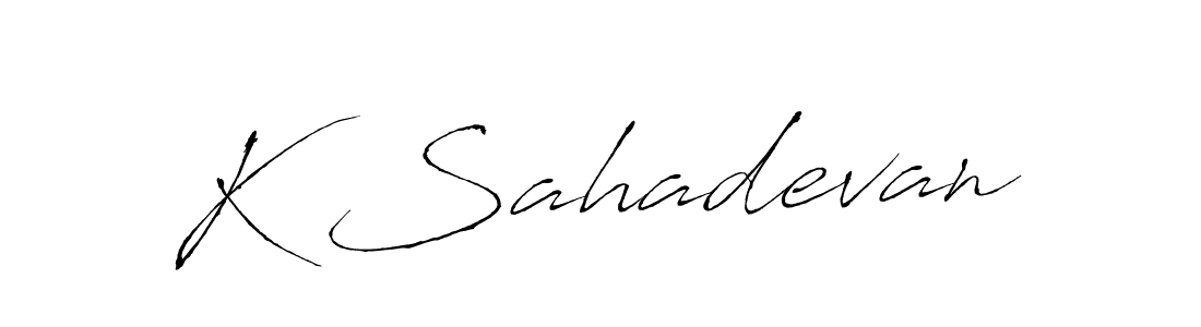 The best way (Antro_Vectra) to make a short signature is to pick only two or three words in your name. The name K Sahadevan include a total of six letters. For converting this name. K Sahadevan signature style 6 images and pictures png