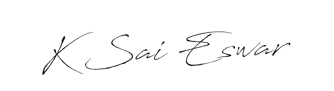 if you are searching for the best signature style for your name K Sai Eswar. so please give up your signature search. here we have designed multiple signature styles  using Antro_Vectra. K Sai Eswar signature style 6 images and pictures png