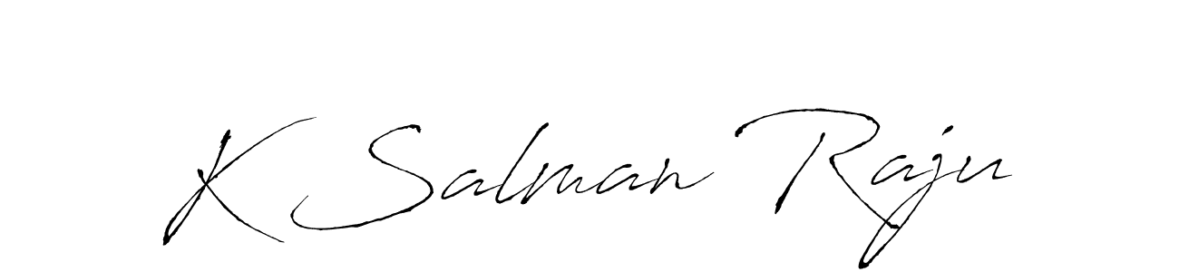 This is the best signature style for the K Salman Raju name. Also you like these signature font (Antro_Vectra). Mix name signature. K Salman Raju signature style 6 images and pictures png