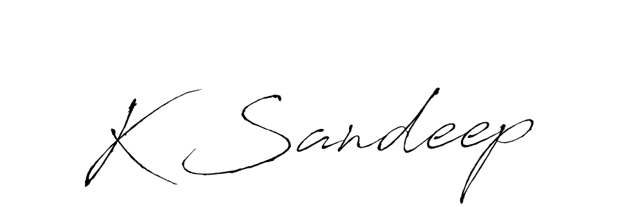 How to make K Sandeep name signature. Use Antro_Vectra style for creating short signs online. This is the latest handwritten sign. K Sandeep signature style 6 images and pictures png