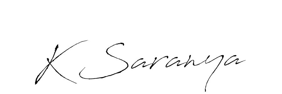 How to make K Saranya name signature. Use Antro_Vectra style for creating short signs online. This is the latest handwritten sign. K Saranya signature style 6 images and pictures png