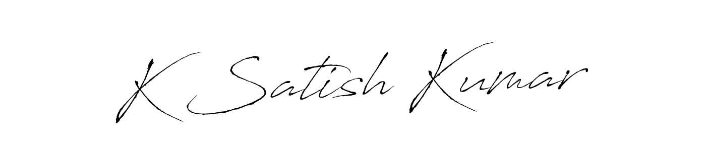 The best way (Antro_Vectra) to make a short signature is to pick only two or three words in your name. The name K Satish Kumar include a total of six letters. For converting this name. K Satish Kumar signature style 6 images and pictures png