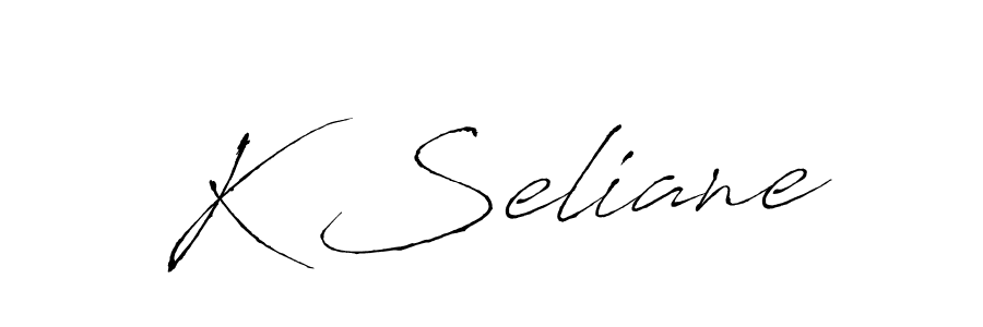 The best way (Antro_Vectra) to make a short signature is to pick only two or three words in your name. The name K Seliane include a total of six letters. For converting this name. K Seliane signature style 6 images and pictures png