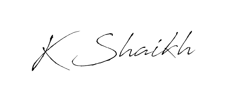 Create a beautiful signature design for name K Shaikh. With this signature (Antro_Vectra) fonts, you can make a handwritten signature for free. K Shaikh signature style 6 images and pictures png