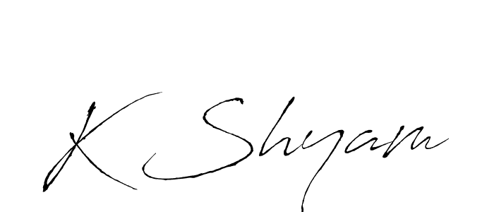Make a beautiful signature design for name K Shyam. With this signature (Antro_Vectra) style, you can create a handwritten signature for free. K Shyam signature style 6 images and pictures png