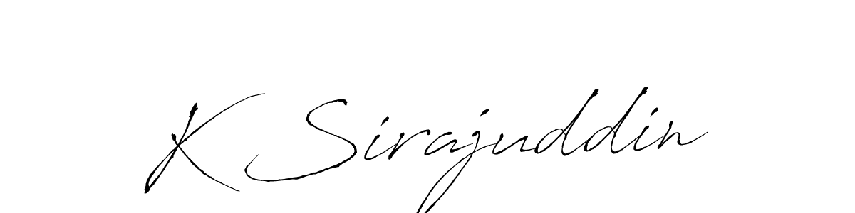 Antro_Vectra is a professional signature style that is perfect for those who want to add a touch of class to their signature. It is also a great choice for those who want to make their signature more unique. Get K Sirajuddin name to fancy signature for free. K Sirajuddin signature style 6 images and pictures png