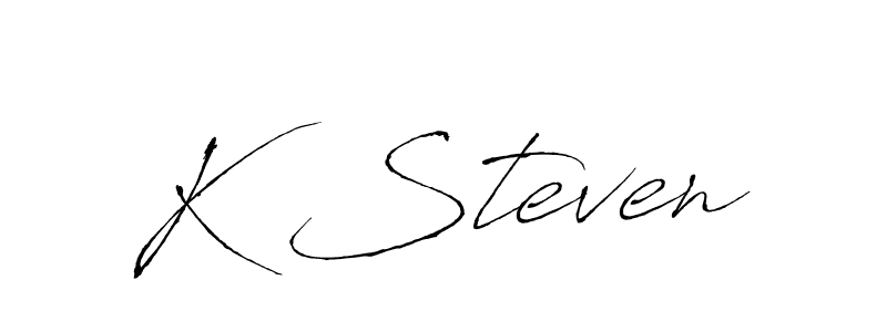 The best way (Antro_Vectra) to make a short signature is to pick only two or three words in your name. The name K Steven include a total of six letters. For converting this name. K Steven signature style 6 images and pictures png