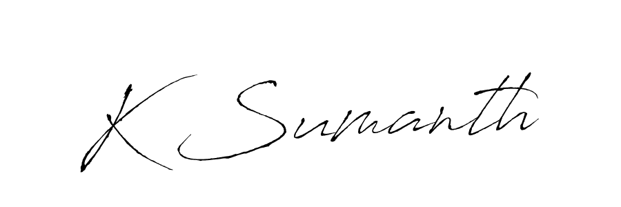 Make a beautiful signature design for name K Sumanth. With this signature (Antro_Vectra) style, you can create a handwritten signature for free. K Sumanth signature style 6 images and pictures png