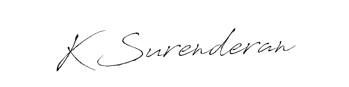 Make a beautiful signature design for name K Surenderan. With this signature (Antro_Vectra) style, you can create a handwritten signature for free. K Surenderan signature style 6 images and pictures png
