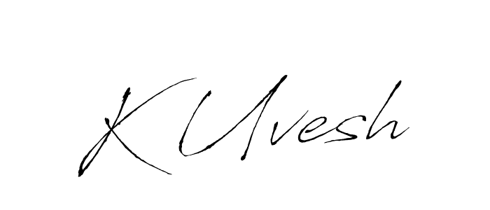How to make K Uvesh name signature. Use Antro_Vectra style for creating short signs online. This is the latest handwritten sign. K Uvesh signature style 6 images and pictures png
