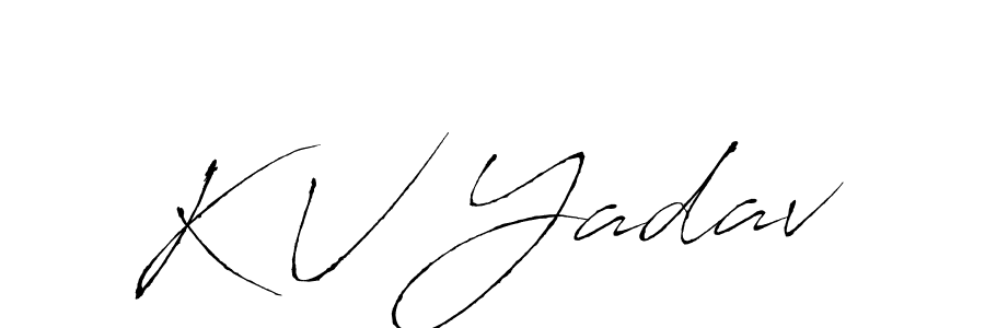 The best way (Antro_Vectra) to make a short signature is to pick only two or three words in your name. The name K V Yadav include a total of six letters. For converting this name. K V Yadav signature style 6 images and pictures png