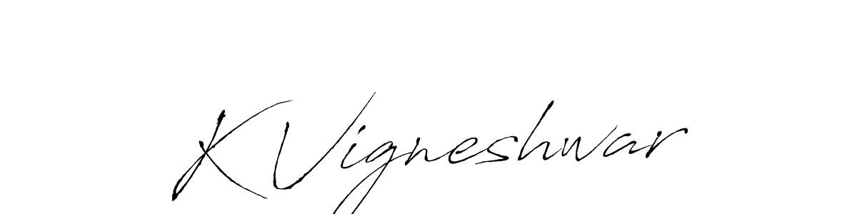 How to make K Vigneshwar name signature. Use Antro_Vectra style for creating short signs online. This is the latest handwritten sign. K Vigneshwar signature style 6 images and pictures png