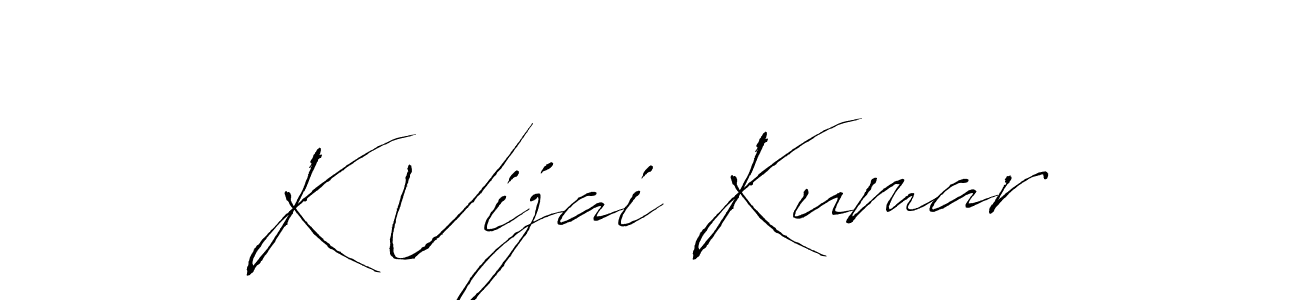 The best way (Antro_Vectra) to make a short signature is to pick only two or three words in your name. The name K Vijai Kumar include a total of six letters. For converting this name. K Vijai Kumar signature style 6 images and pictures png