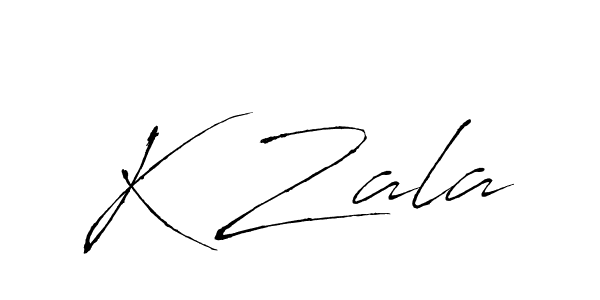 The best way (Antro_Vectra) to make a short signature is to pick only two or three words in your name. The name K Zala include a total of six letters. For converting this name. K Zala signature style 6 images and pictures png