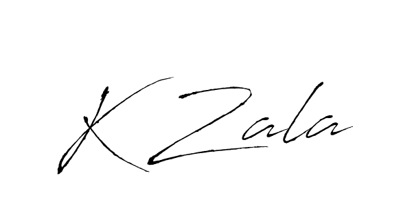 Make a beautiful signature design for name K Zala. With this signature (Antro_Vectra) style, you can create a handwritten signature for free. K Zala signature style 6 images and pictures png