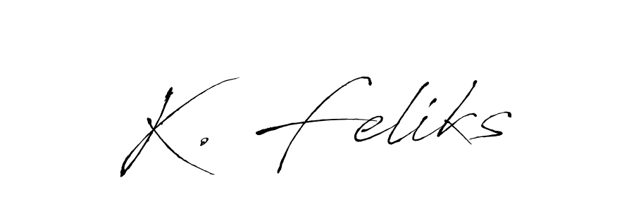 Antro_Vectra is a professional signature style that is perfect for those who want to add a touch of class to their signature. It is also a great choice for those who want to make their signature more unique. Get K. Feliks name to fancy signature for free. K. Feliks signature style 6 images and pictures png