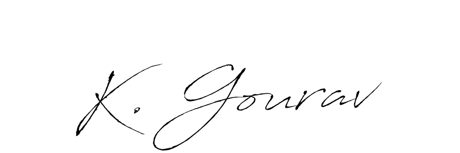 How to make K. Gourav name signature. Use Antro_Vectra style for creating short signs online. This is the latest handwritten sign. K. Gourav signature style 6 images and pictures png