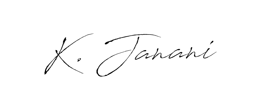 The best way (Antro_Vectra) to make a short signature is to pick only two or three words in your name. The name K. Janani include a total of six letters. For converting this name. K. Janani signature style 6 images and pictures png