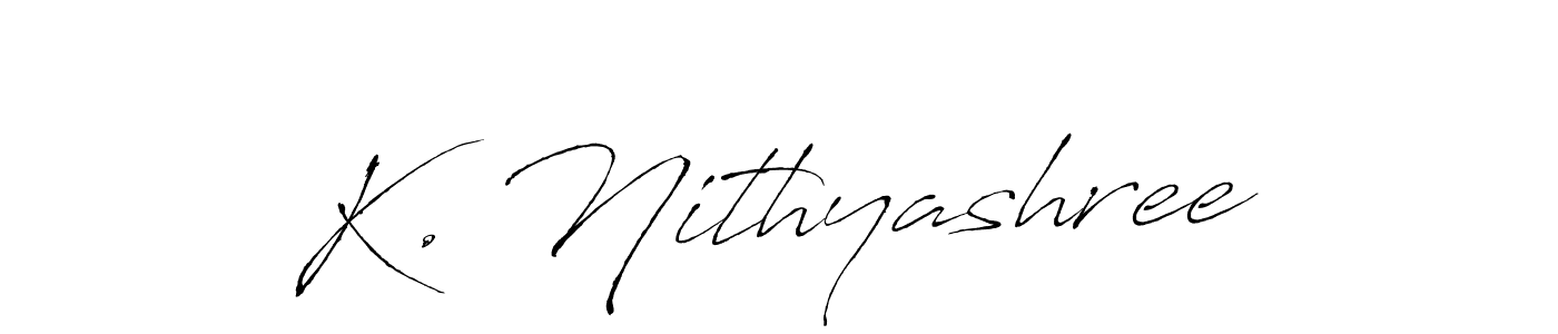 The best way (Antro_Vectra) to make a short signature is to pick only two or three words in your name. The name K. Nithyashree include a total of six letters. For converting this name. K. Nithyashree signature style 6 images and pictures png