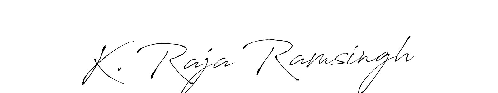 Antro_Vectra is a professional signature style that is perfect for those who want to add a touch of class to their signature. It is also a great choice for those who want to make their signature more unique. Get K. Raja Ramsingh name to fancy signature for free. K. Raja Ramsingh signature style 6 images and pictures png