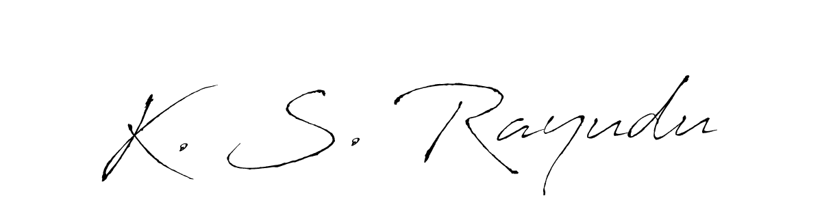 How to make K. S. Rayudu name signature. Use Antro_Vectra style for creating short signs online. This is the latest handwritten sign. K. S. Rayudu signature style 6 images and pictures png