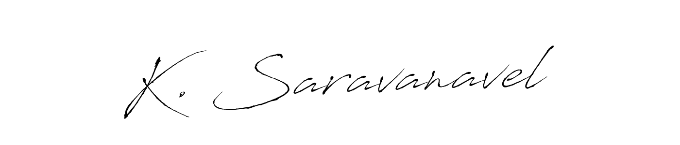 if you are searching for the best signature style for your name K. Saravanavel. so please give up your signature search. here we have designed multiple signature styles  using Antro_Vectra. K. Saravanavel signature style 6 images and pictures png