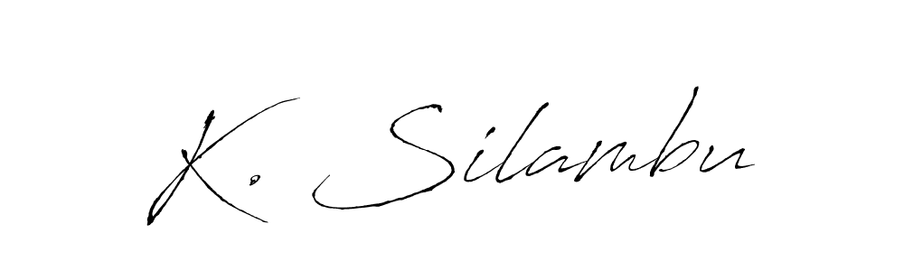 The best way (Antro_Vectra) to make a short signature is to pick only two or three words in your name. The name K. Silambu include a total of six letters. For converting this name. K. Silambu signature style 6 images and pictures png