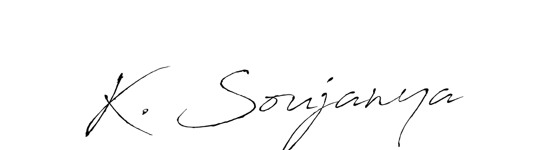 if you are searching for the best signature style for your name K. Soujanya. so please give up your signature search. here we have designed multiple signature styles  using Antro_Vectra. K. Soujanya signature style 6 images and pictures png