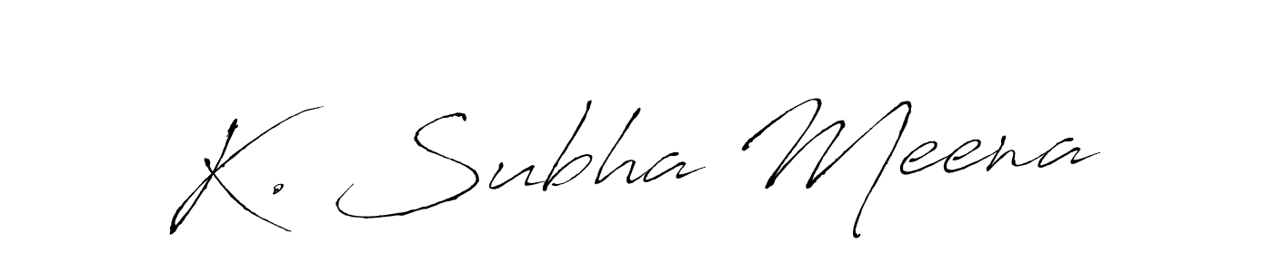 The best way (Antro_Vectra) to make a short signature is to pick only two or three words in your name. The name K. Subha Meena include a total of six letters. For converting this name. K. Subha Meena signature style 6 images and pictures png