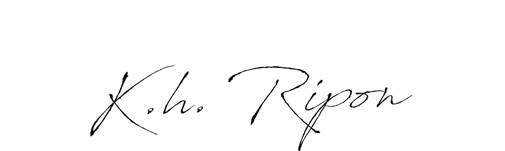 Also You can easily find your signature by using the search form. We will create K.h. Ripon name handwritten signature images for you free of cost using Antro_Vectra sign style. K.h. Ripon signature style 6 images and pictures png