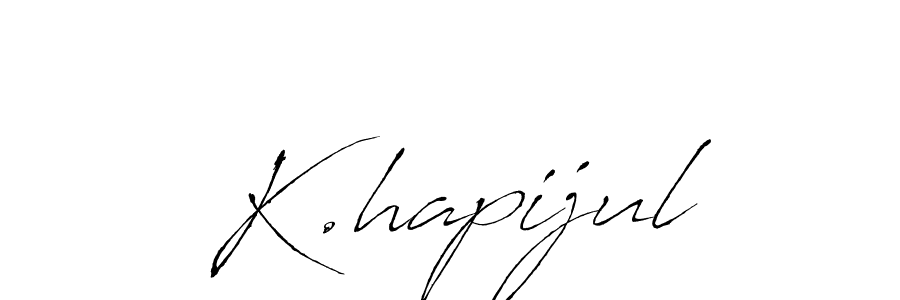 The best way (Antro_Vectra) to make a short signature is to pick only two or three words in your name. The name K.hapijul include a total of six letters. For converting this name. K.hapijul signature style 6 images and pictures png