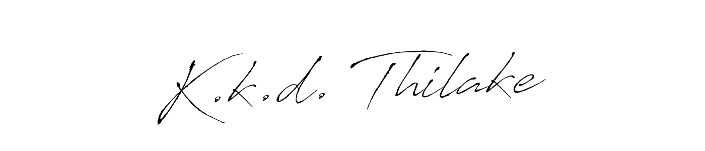 How to make K.k.d. Thilake name signature. Use Antro_Vectra style for creating short signs online. This is the latest handwritten sign. K.k.d. Thilake signature style 6 images and pictures png