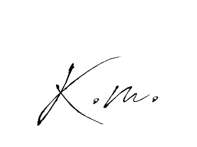 K.m. stylish signature style. Best Handwritten Sign (Antro_Vectra) for my name. Handwritten Signature Collection Ideas for my name K.m.. K.m. signature style 6 images and pictures png