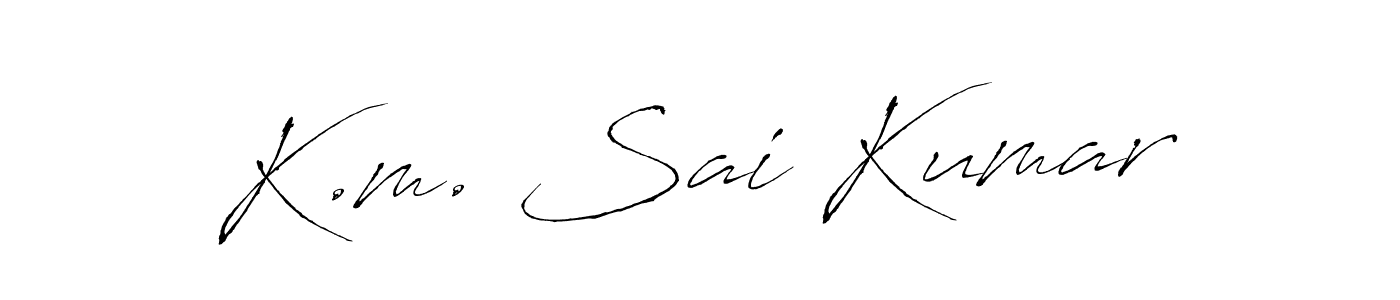 Antro_Vectra is a professional signature style that is perfect for those who want to add a touch of class to their signature. It is also a great choice for those who want to make their signature more unique. Get K.m. Sai Kumar name to fancy signature for free. K.m. Sai Kumar signature style 6 images and pictures png