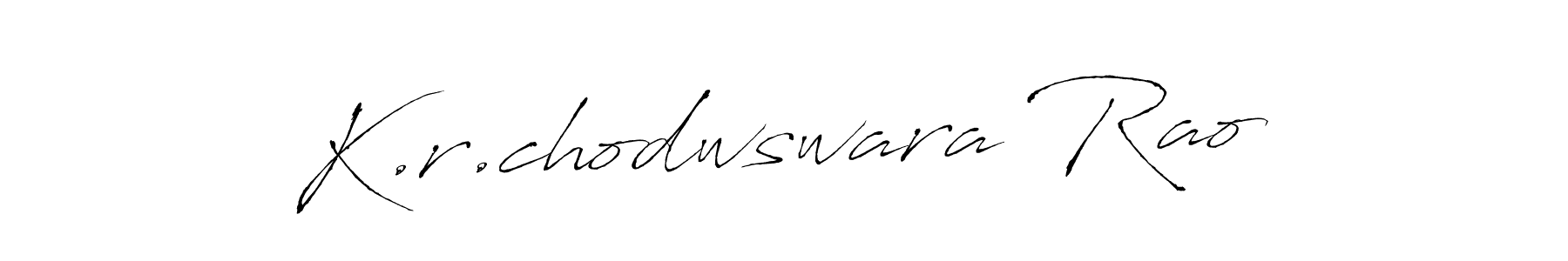 The best way (Antro_Vectra) to make a short signature is to pick only two or three words in your name. The name K.r.chodwswara Rao include a total of six letters. For converting this name. K.r.chodwswara Rao signature style 6 images and pictures png