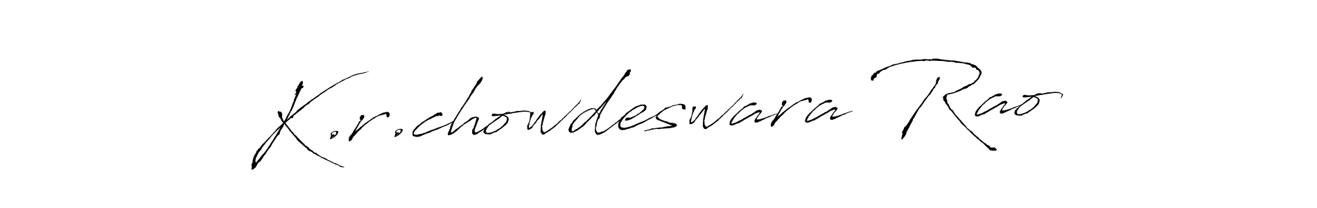 How to make K.r.chowdeswara Rao name signature. Use Antro_Vectra style for creating short signs online. This is the latest handwritten sign. K.r.chowdeswara Rao signature style 6 images and pictures png