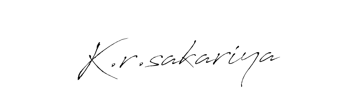 Make a beautiful signature design for name K.r.sakariya. With this signature (Antro_Vectra) style, you can create a handwritten signature for free. K.r.sakariya signature style 6 images and pictures png