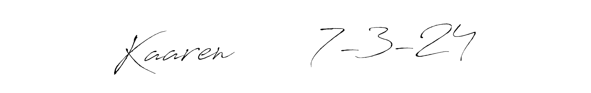 The best way (Antro_Vectra) to make a short signature is to pick only two or three words in your name. The name Kaaren       7-3-24 include a total of six letters. For converting this name. Kaaren       7-3-24 signature style 6 images and pictures png