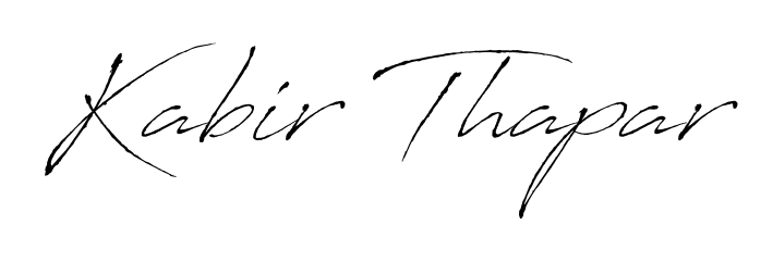 Designed for modern professionals: Kabir Thapar name signature crafted with Antro_Vectra script. Ready for digital PDF workflows. Kabir Thapar signature style 6 images and pictures png