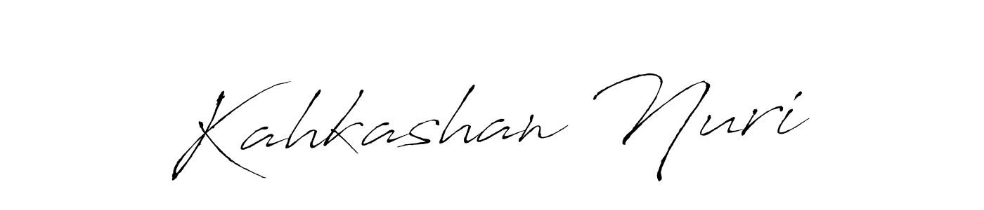 The best way (Antro_Vectra) to make a short signature is to pick only two or three words in your name. The name Kahkashan Nuri include a total of six letters. For converting this name. Kahkashan Nuri signature style 6 images and pictures png