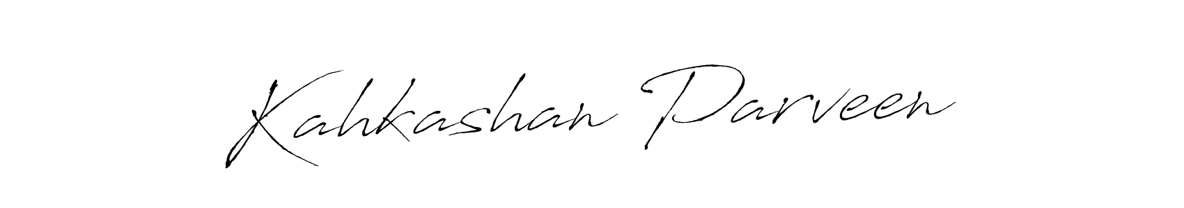 Create a beautiful signature design for name Kahkashan Parveen. With this signature (Antro_Vectra) fonts, you can make a handwritten signature for free. Kahkashan Parveen signature style 6 images and pictures png
