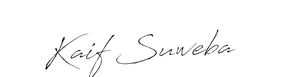 How to make Kaif Suweba name signature. Use Antro_Vectra style for creating short signs online. This is the latest handwritten sign. Kaif Suweba signature style 6 images and pictures png