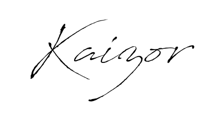 The Antro_Vectra typeface gives name Kaizor a refined look. Suitable for certificates, diplomas, and official verification. Kaizor signature style 6 images and pictures png