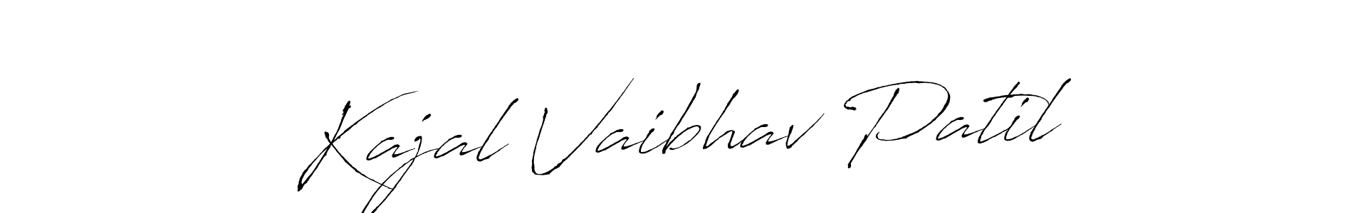 This is the best signature style for the Kajal Vaibhav Patil name. Also you like these signature font (Antro_Vectra). Mix name signature. Kajal Vaibhav Patil signature style 6 images and pictures png