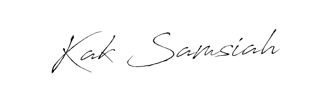 Also You can easily find your signature by using the search form. We will create Kak Samsiah name handwritten signature images for you free of cost using Antro_Vectra sign style. Kak Samsiah signature style 6 images and pictures png