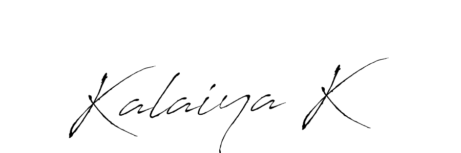 How to make Kalaiya K name signature. Use Antro_Vectra style for creating short signs online. This is the latest handwritten sign. Kalaiya K signature style 6 images and pictures png