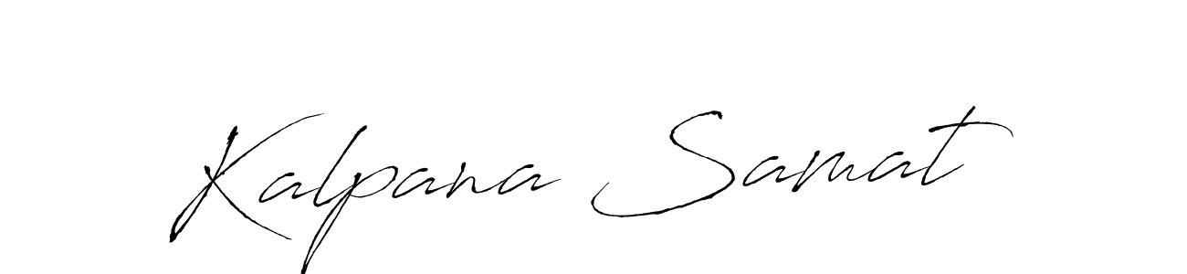 The best way (Antro_Vectra) to make a short signature is to pick only two or three words in your name. The name Kalpana Samat include a total of six letters. For converting this name. Kalpana Samat signature style 6 images and pictures png