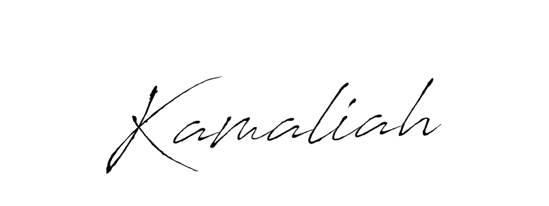 Design your own signature with our free online signature maker. With this signature software, you can create a handwritten (Antro_Vectra) signature for name Kamaliah. Kamaliah signature style 6 images and pictures png