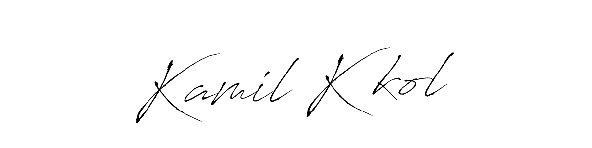 How to make Kamil Kąkol name signature. Use Antro_Vectra style for creating short signs online. This is the latest handwritten sign. Kamil Kąkol signature style 6 images and pictures png