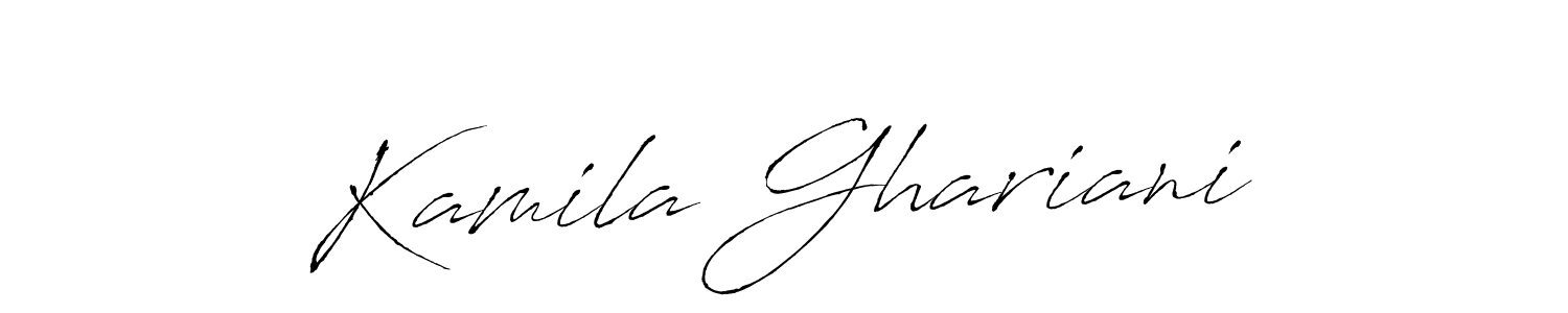 How to make Kamila Ghariani name signature. Use Antro_Vectra style for creating short signs online. This is the latest handwritten sign. Kamila Ghariani signature style 6 images and pictures png